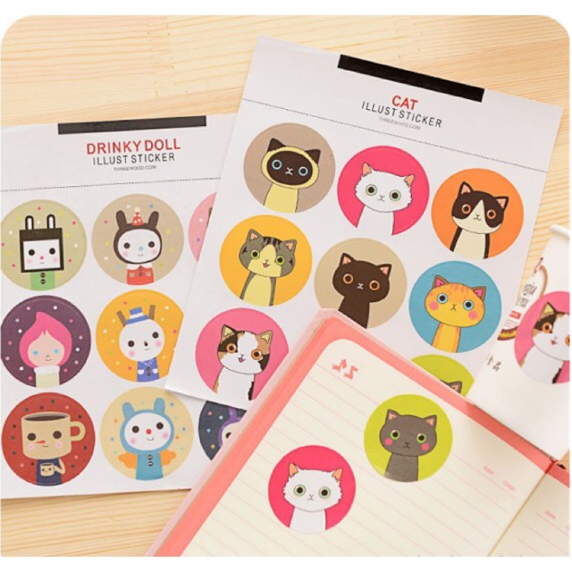 Bộ 2 sticker trang trí mèo K1510