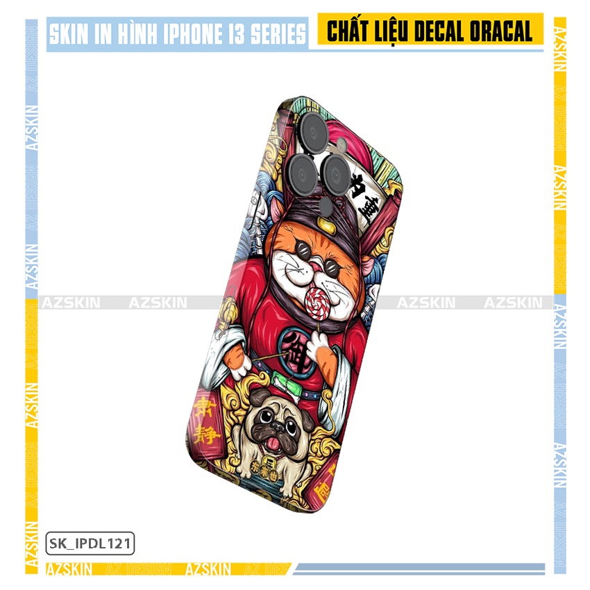 Miếng Dán Skin Mèo IPhone 13 Mini/13/13 Pro/13 Pro Max |SK_IPDL121| Film Oracal Cao Cấp, Cắt CNC, Full Lưng Viền Máy