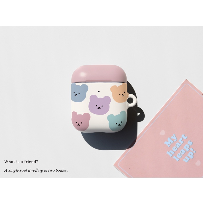 Korea Phone Case MoMoCase Compatible for Airpods Keyring cute bear Compatible for Airpods