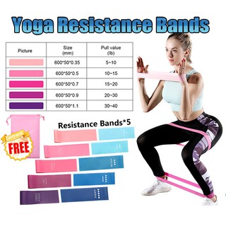 【Có hàng sẵn】5pcs/set Đai Cao Su Kháng Lực Tập Yoga Huấn luyện sức bền thể chất