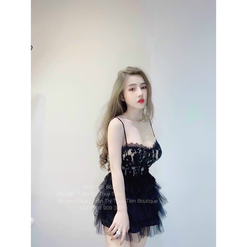 áo hai dây ren retro hở lưng đan dây nơ
