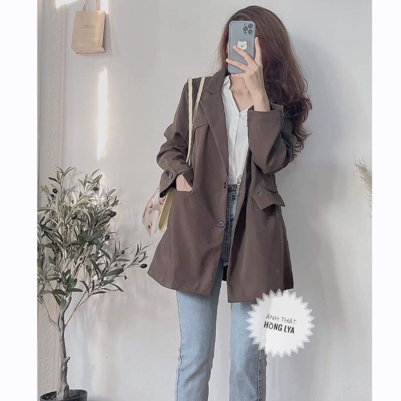 [Ảnh thật/video] Áo Blazer phong cách ulzzang Hàn Quốc Áo vest nắp gập hai lớp cực xinh xắn