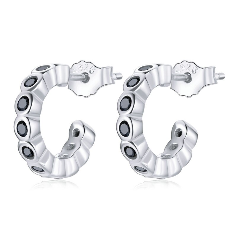 Khuyên tai BAMOER bạc 925 màu vàng kim chống dị ứng đính đá zircon cầu vồng trang sức thời trang cho nữ