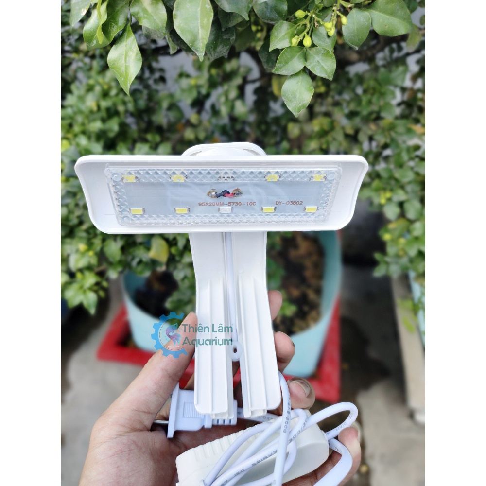 Đèn led hồ cá mini kẹp xoay 180 Jeneca D9 D11 D13 dùng cho bể cá mini siêu sáng công tắc bậc tắc dễ dàng