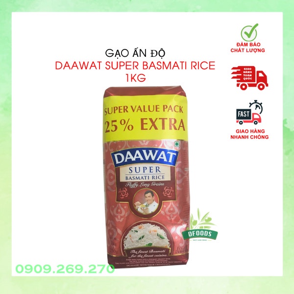 Gạo Basmati Rice Daawat Super (ẤN ĐỘ) 1KG, Gạo cho người TIỂU ĐƯỜNG