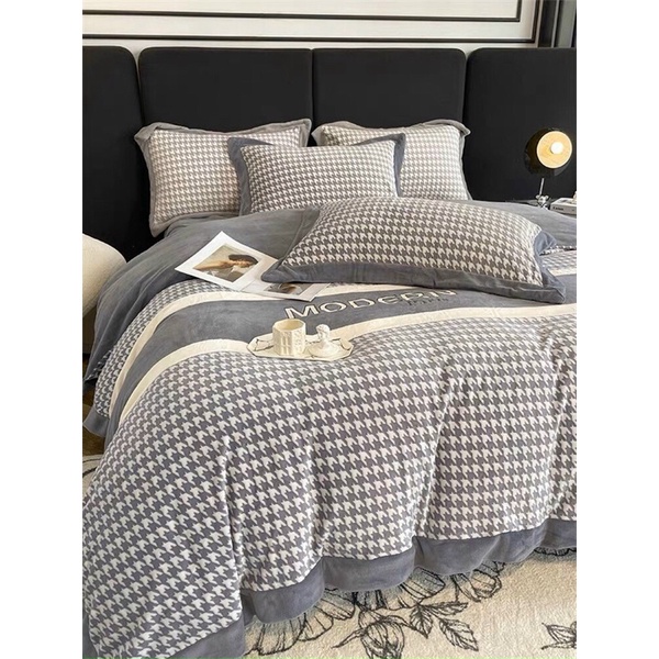 Chăn ga gối nỉ nhung Roman basic kèm túi xách SHOP vũ thị thơm
