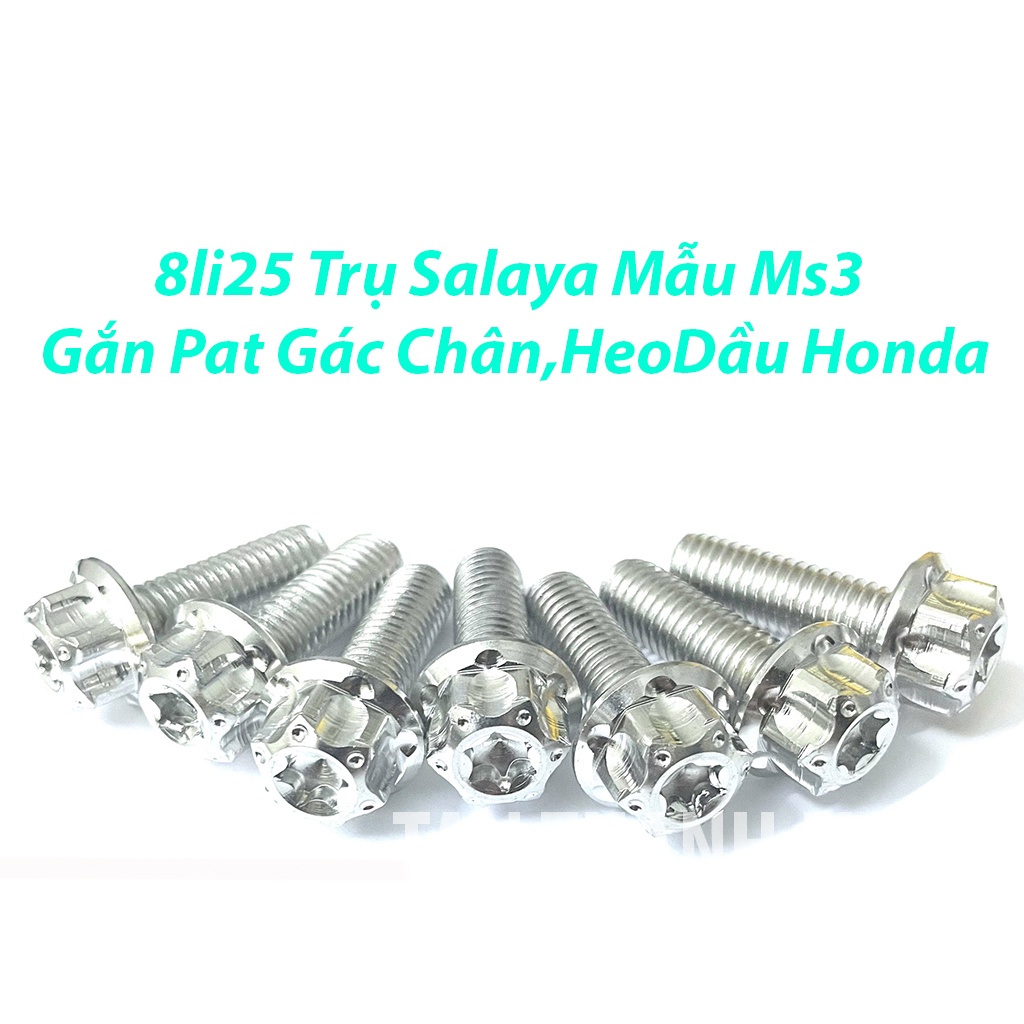 Ốc Salaya Inox 304 8li25 Đầu Trụ Gắn Pat Gác Chân,Pat Heo Dầu Honda..Và Nhiều Vị Trí Khác PTTT