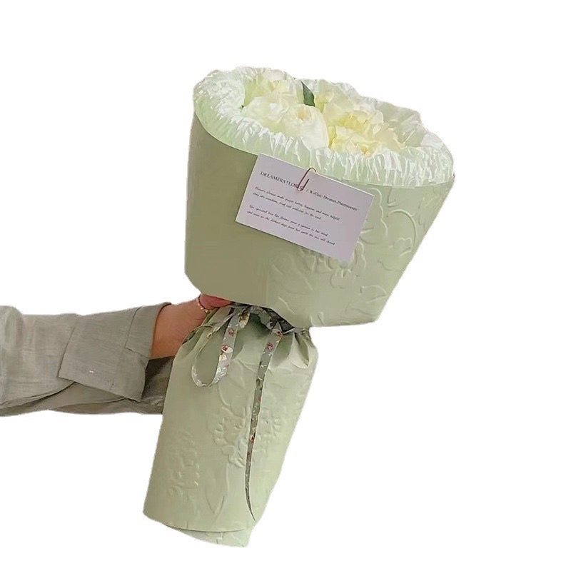 Tập 10 Tờ Giấy Kraft Gói Hoa Gói Quà Dập Hoa Nổi, Hoa 3D Kích Thước 53x40CM Loại 1 Đẹp Mê Li