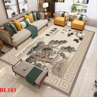 Thảm trải sàn Sofa trang trí phòng khách Bali in 3D Nhung nỉ lì cao cấp BL103