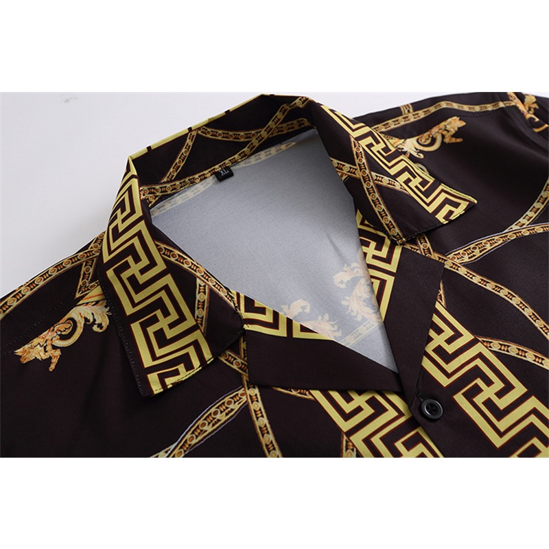 Versace Áo Sơ Mi In Họa Tiết Kỹ Thuật Số Thoải Mái Chất Lượng Cao Thời Trang retro