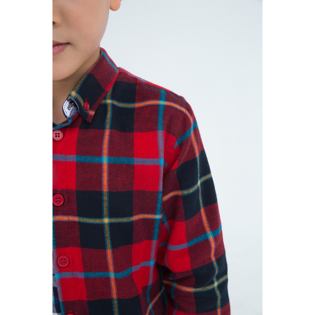 Áo sơ mi bé trai họa tiết kẻ IVY moda MS 17K0977