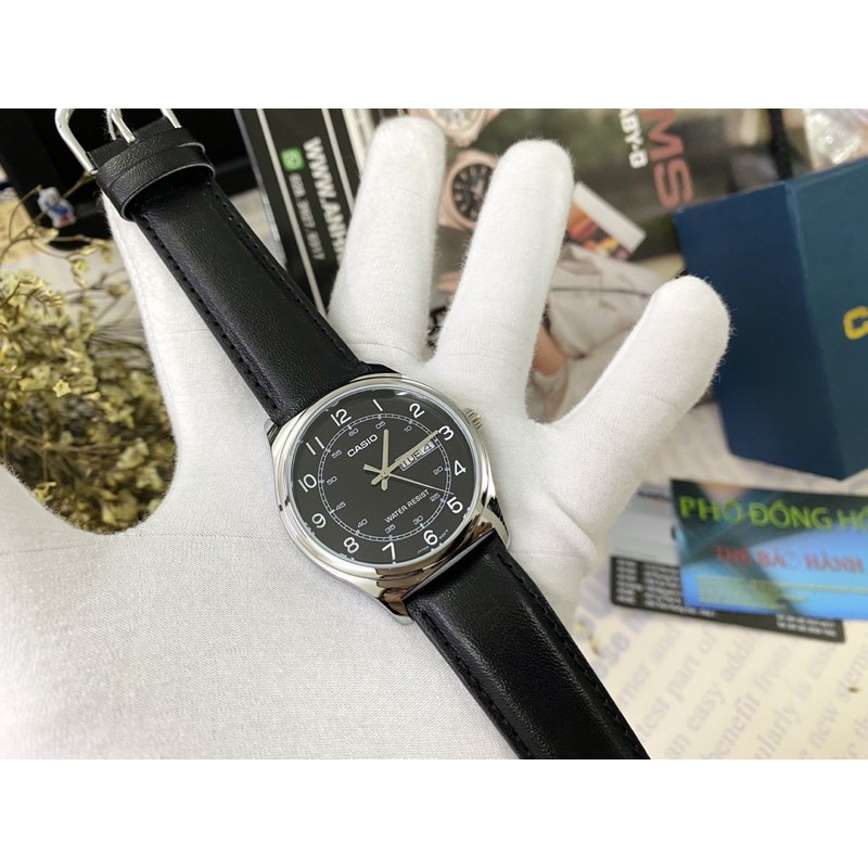 Đồng hồ nam dây da chính hãng Casio Anh Khuê MTP-V006L-1B2UDF