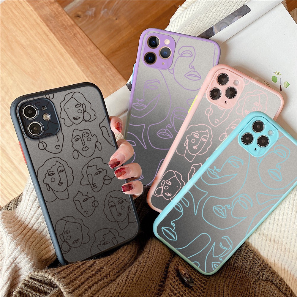 Ốp điện thoại cứng in hình khuôn mặt trừu tượng retro cho OPPO Reno 5 Pro 4 4G 3 Reno2 Z F