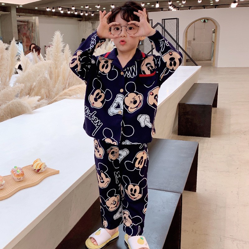 ST20238 - Bộ pyjama cotton bé trai mùa thu hàng nhập