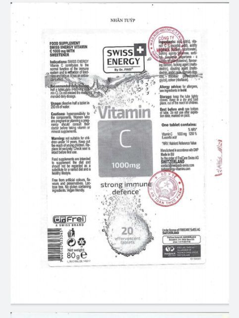 Viên Sủi Bổ Sung Vitamin C, Canxi và Khoáng Chất Tăng Đề Kháng, Chắc Khỏe Xương Swiss Energy (Tuýp 20 viên) Thụy Sĩ | BigBuy360 - bigbuy360.vn