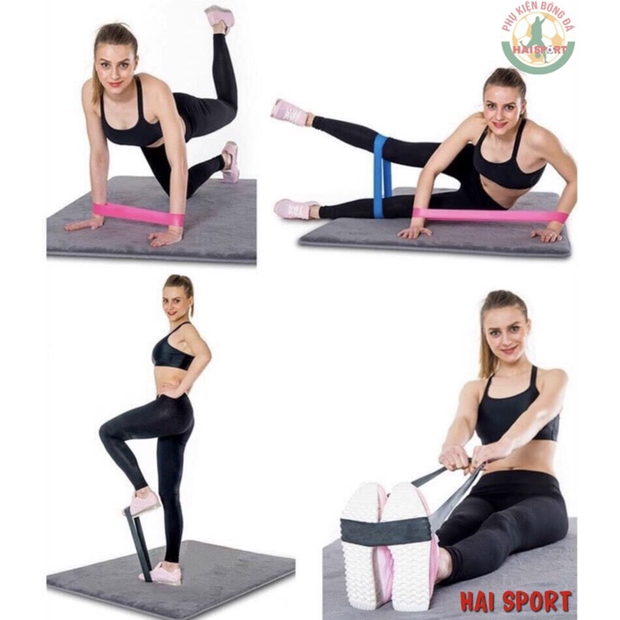 Dây mini Band, Dây cao su kháng lực tập Gym chân mông đùi toàn thân tại nhà ( Túi 5 chiếc )