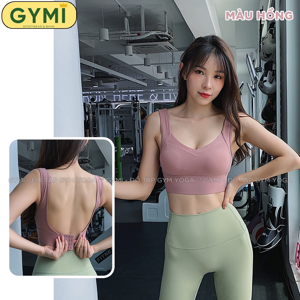 Áo bra tập gym yoga nữ GYMI AL44 dáng thể thao chất poly cao cấp khoá cài sau chắc chắn cố định ngực