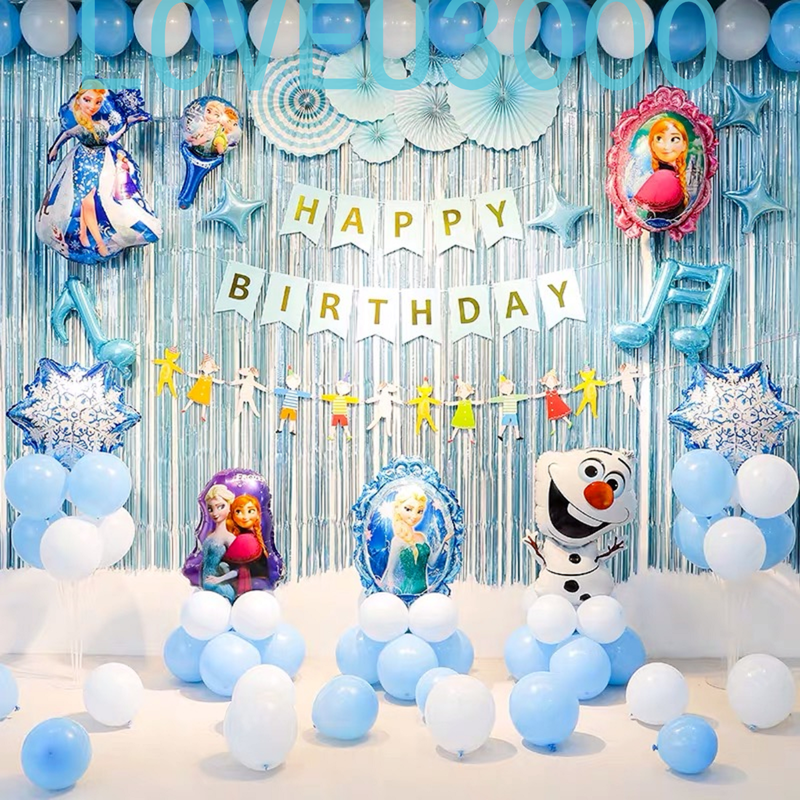 Set 69 phụ kiện trang trí tiệc chủ đề Disney Frozen xinh xắn dễ thương