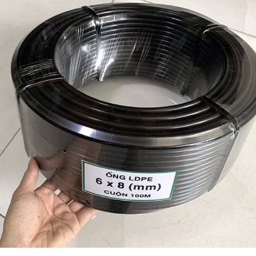 Dây Phun Sương LDPE Đen 8mm 6x8, Dây Tưới Cây,Nhựa Nguyên Sinh bền Cao -Cuộn 100m LƯU Ý ỐNG 6X8 KÍCH
