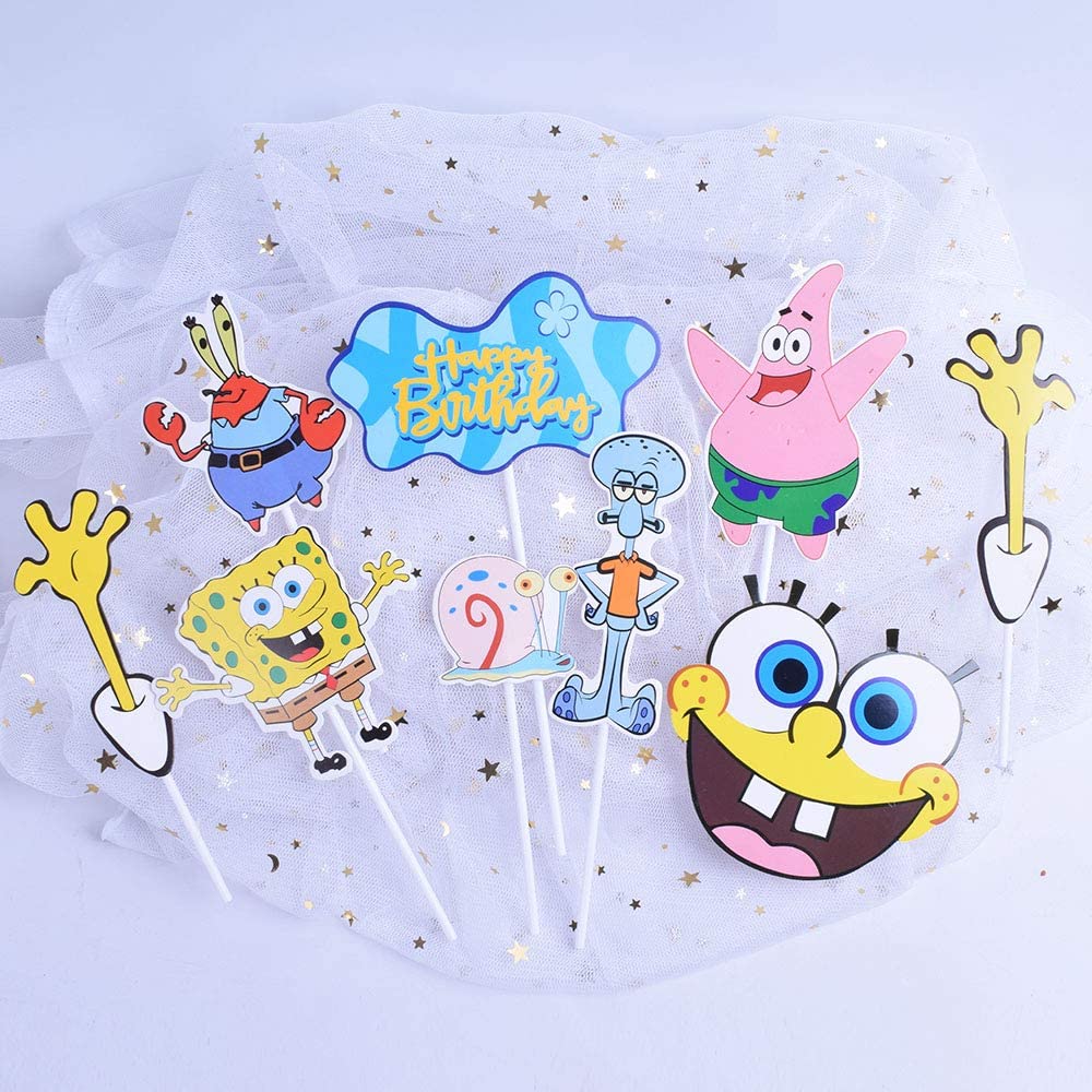 Topper Trang Trí Bánh Kem Hình Nhân Vật Hoạt Hình Spongebob