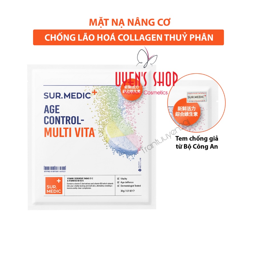 Mặt nạ Sur.Medic Bright Glutathione/ Aqua/ Vital Collagen/ Age Control-Multi Vita/ Super Calm Repairing Mask