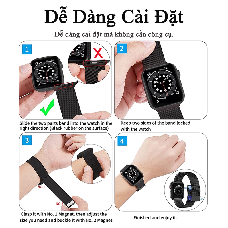 Miimall Dây Đeo Inox cho apple Watch Series 7 8 Ultra 49mm 45mm 41mmm Cho Đồng Hồ Thông Minh cho apple Watch Series 6/5/4/3/2/1/SE 40mm 44mm 38mm 42mm