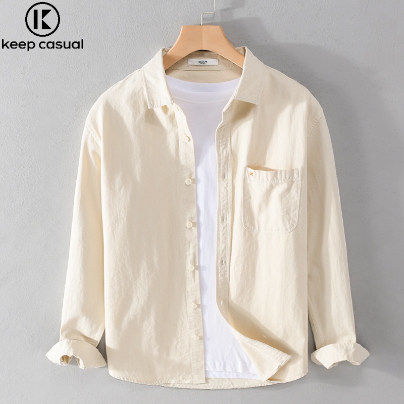 Áo Sơ Mi Cotton Tay Dài Đơn Giản Thời Trang Cho Nam