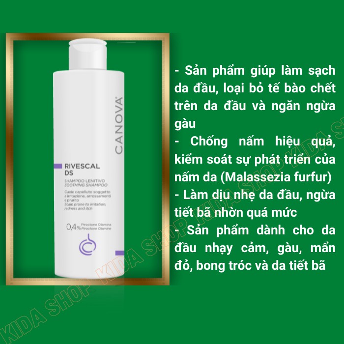 Dầu gội sạch Gàu Nấm bong tróc kích ứng CANOVA 200ml làm dịu nhẹ da đầu - Nhập ITALY