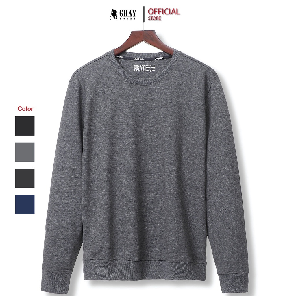 Bộ quần áo nỉ nam GRAYHOMME dài tay cổ tròn, co giãn, bền màu, không bai giãn nhiều màu - ANT21002