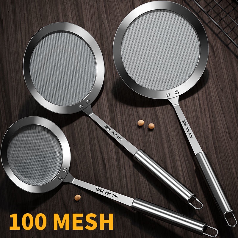 Bộ 100 Chiếc Muỗng Lưới Lọc Dầu/Sữa Đậu Nành Bằng Thép Không Gỉ 304