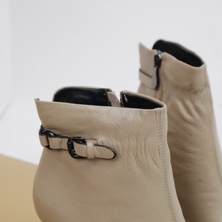 Bốt nữ cổ thấp da thật, Boot nữ cao  gót 6cm giày vnxk - Kimystore