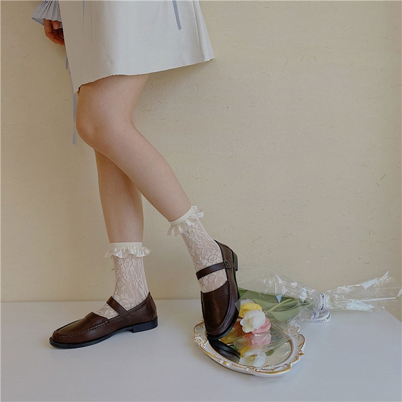 Vớ ren hoa phối lưới phong cách Lolita Nhật Bản đáng yêu cho nữ