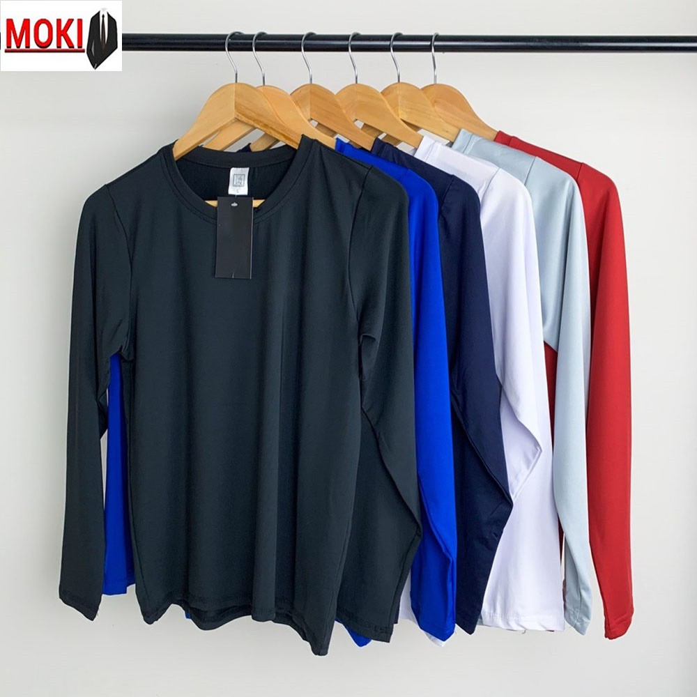 Áo thể thao dài tay nam MOKI co giãn tốt, áo giữ nhiệt nhiều màu size từ 45 đến 84kg | BigBuy360 - bigbuy360.vn