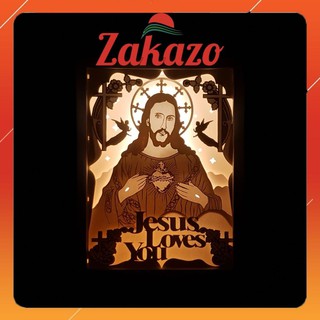 Lightbox kirigami Đèn ngủ 3D, Công giáo, Chúa Jesu, sản xuất thủ công – chính hãng 𝐙𝐀𝐊𝐀𝐙𝐎