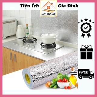 Giấy bạc dán nhà bếp, decal bạc dán tường chống nhiệt chống thấm nhà bếp