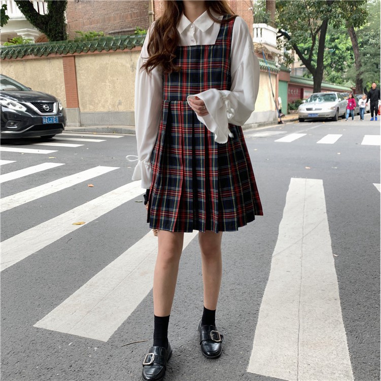 Váy babydoll yếm kẻ caro style Hàn Quốc | BigBuy360 - bigbuy360.vn