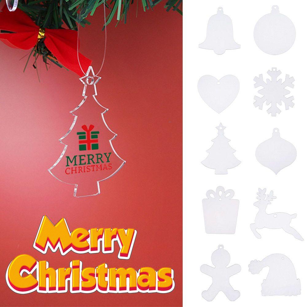 Set 10 Phụ Kiện Trang Trí Cây Thông Noel Bằng Acrylic Trong Suốt DIY