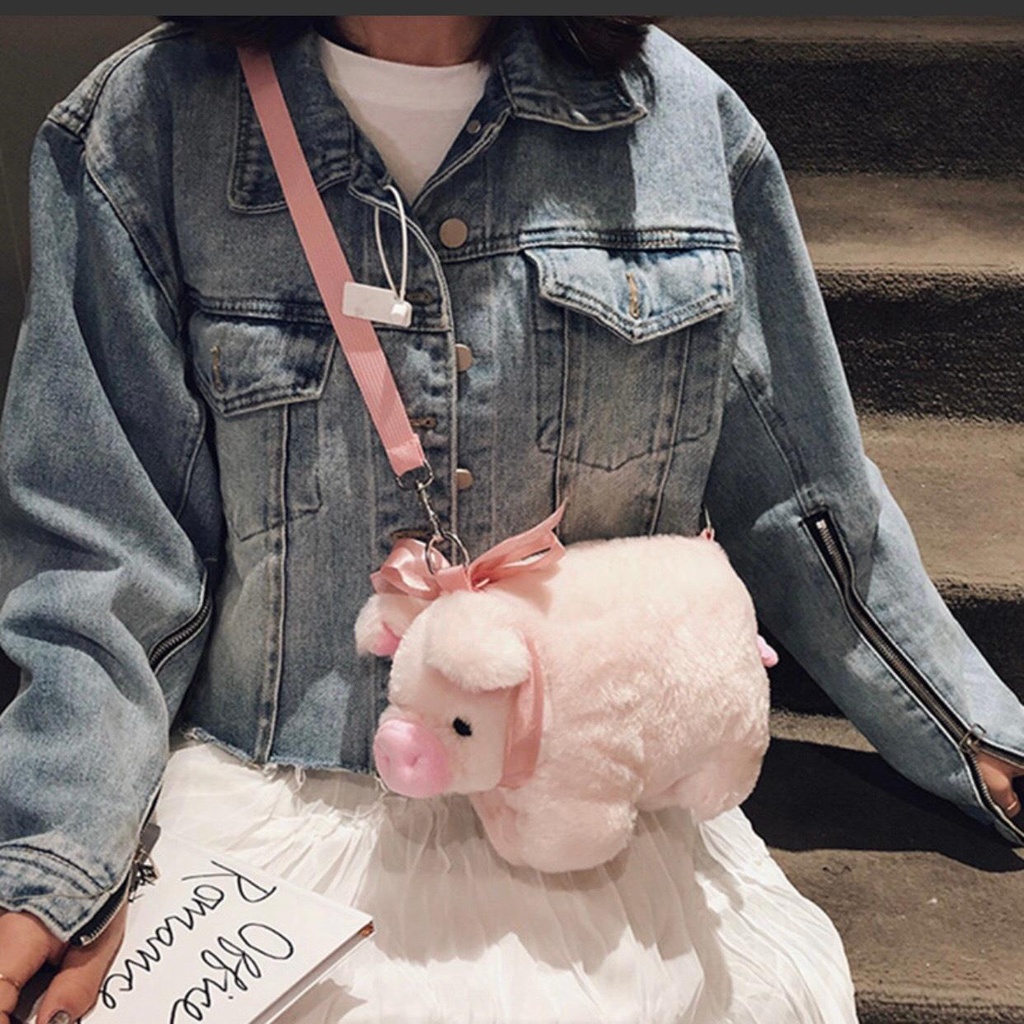 Túi Đeo Chéo Gấu  Nhồi Bông Hình Con Heo -  Túi Đeo Vai Gấu Con Heo Dễ Thương