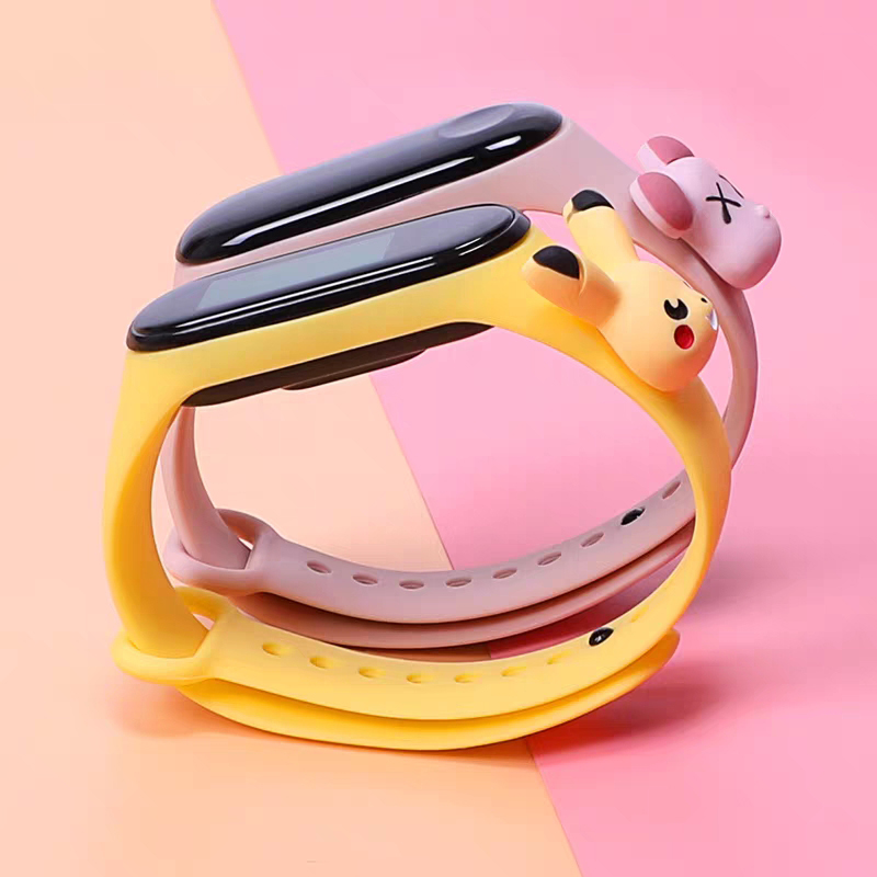 Dây Đeo Silicon Mềm Họa Tiết Hoạt Hình 3d Cho Xiaomi Mi Band 5 / 4 / Miband 3 Wf