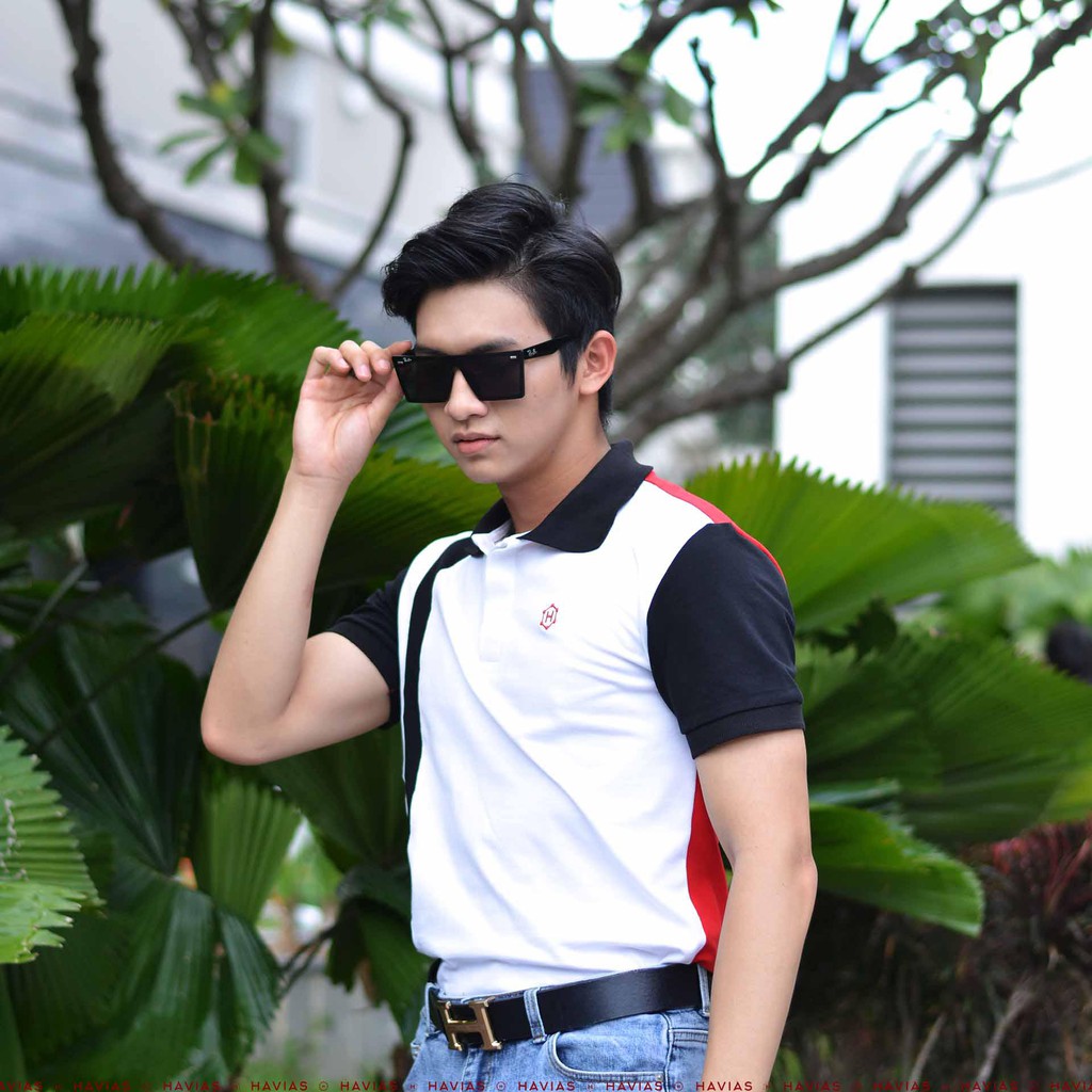 Áo thun Polo Havias kẻ sọc phối nhiều màu thanh lịch vải Cotton 100%