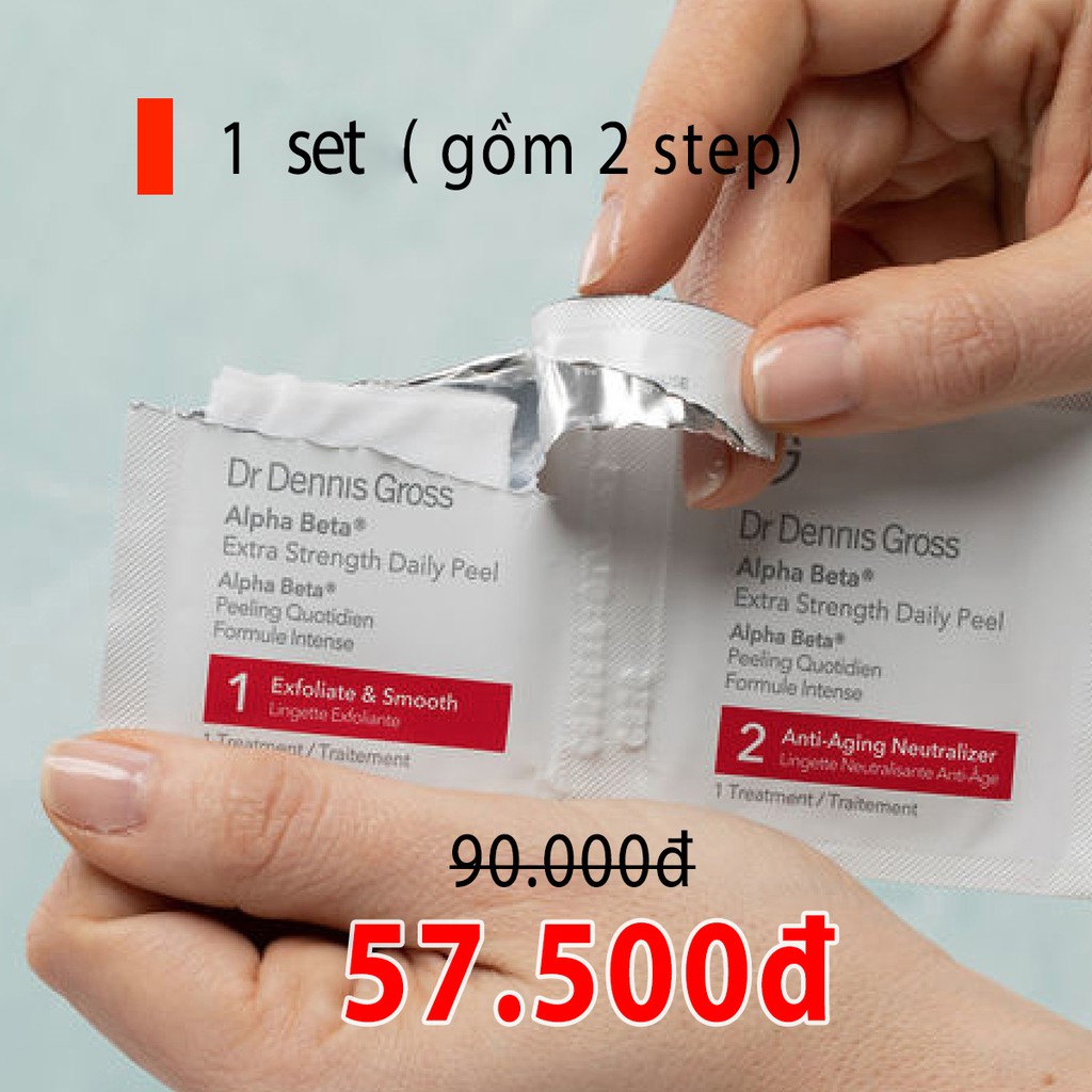 [1 và 3 set] Thay da sinh học cường độ mạnh Dr Dennis Gross Skincare Alpha Beta Extra Strength Daily Peel