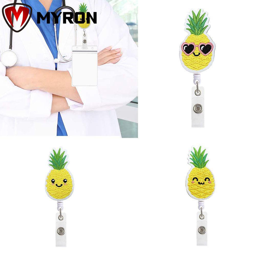 MYRON Outdoor Adjustable Alligator Clip Nameplate Rack Pineapple Badge Clip 360 Degree Rotation Office Worker Felt Reel Badge Holder