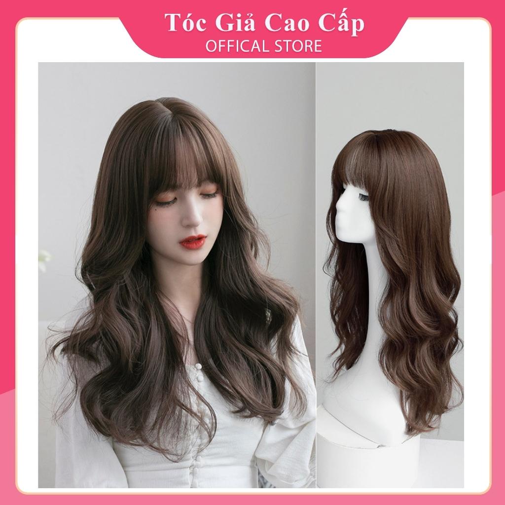 Tóc giả nữ nguyên đầu xoăn tự nhiên cao cấp, tặng kèm wig, C8289