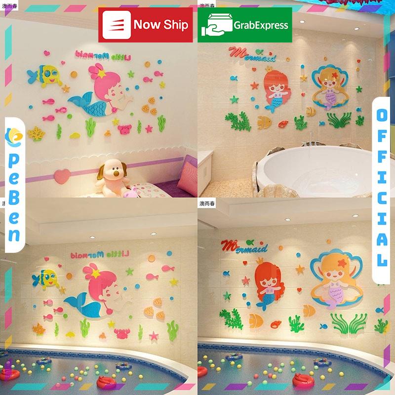 Tranh Mica trang trí Nàng tiên cá Trang trí phòng cho bé, Trường mầm non Nhiều Size - EPeBen