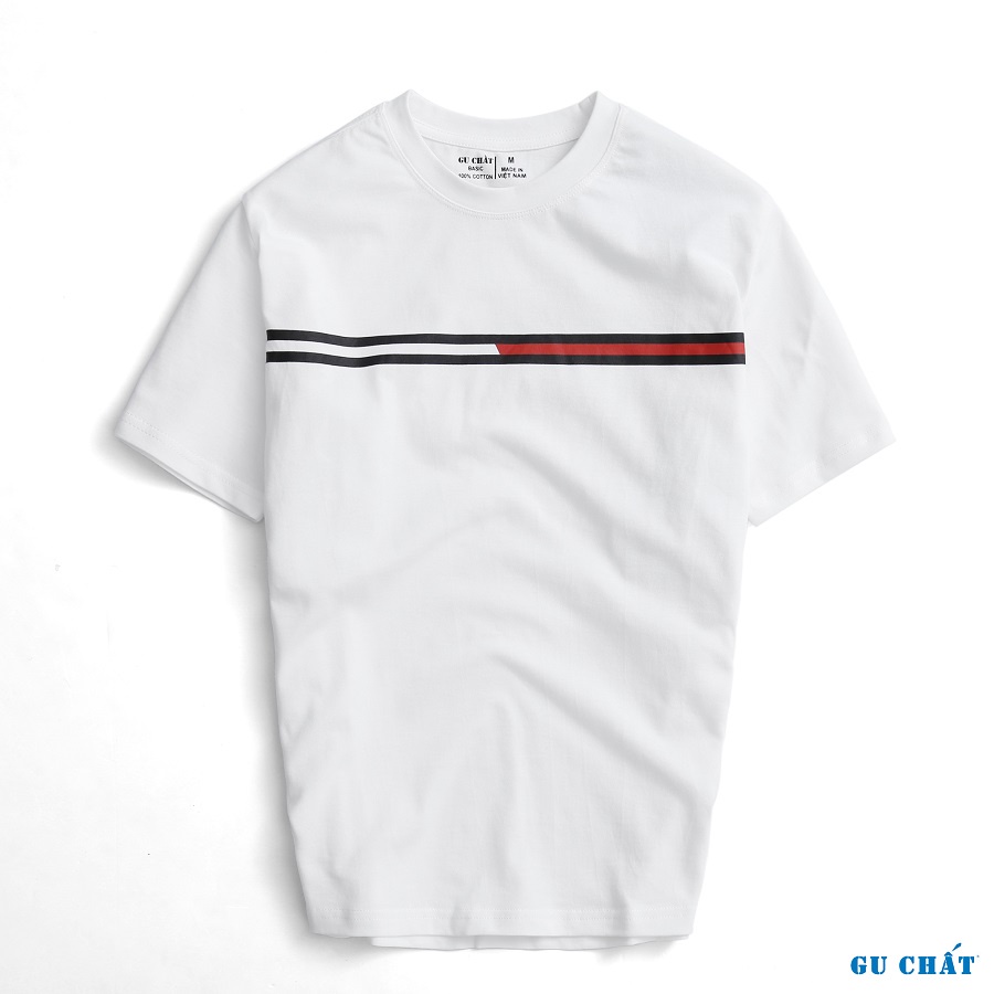 Áo Thun Nam Basic GU CHẤT, Chất Cotton Mềm Mịn, Kẻ Sọc Ngang - GUTN16