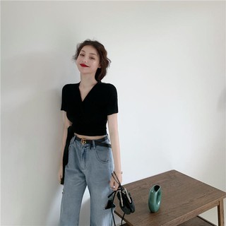 Áo thun crotop thắt eo