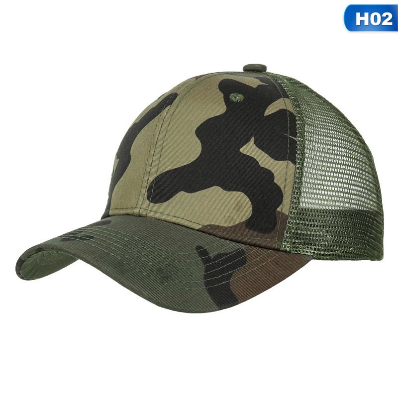 Mũ lưỡi trai phối lưới họa tiết rằn ri phong cách quân đội cho nam nữ