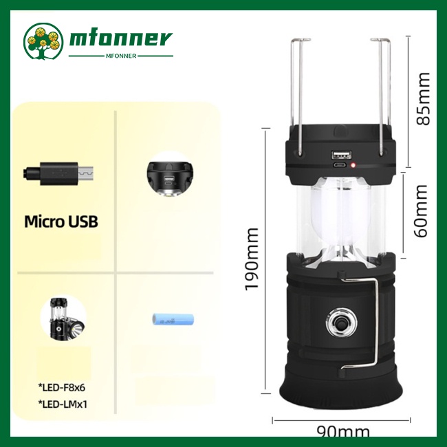 Đèn Pin Năng Lượng Mặt Trời Kèm Sạc Usb Đa Năng Tiện Dụng Mang Theo Dã Ngoại