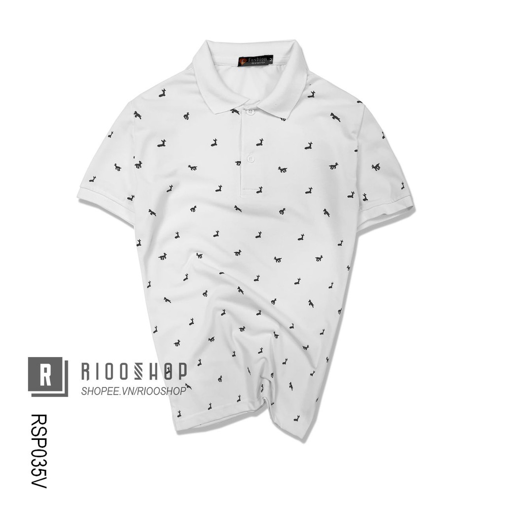 Áo thun nam có cổ họa tiết deer cao cấp RSP035V - áo polo nam form rộng Riooshop | BigBuy360 - bigbuy360.vn