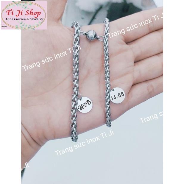 Lắc tay cặp đôi khắc chữ hình ảnh theo yêu cầu